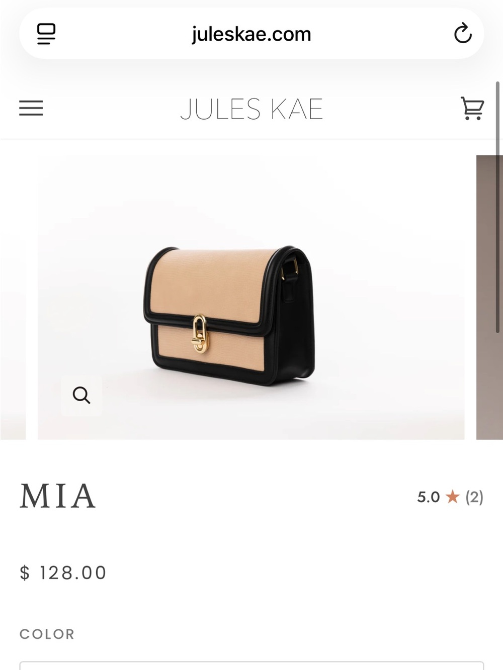 Chic Two-Tone Blush and Black Crossbody Bag with Gold Turn-Lock - Picture 11 of 11